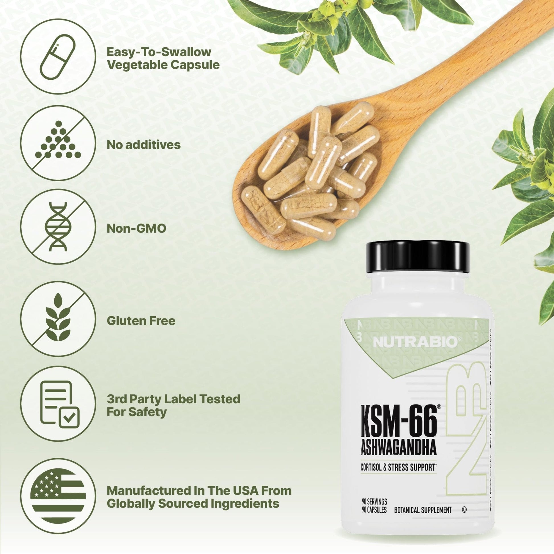 NutraBio Ashwagandha KSM-66 | Ashwagandha Herbal Supplement for Stress, Mood, & Performance | 600 MG of Clinically Studied KSM66 60 Capsules - PrimeBioHealth - canada supplements