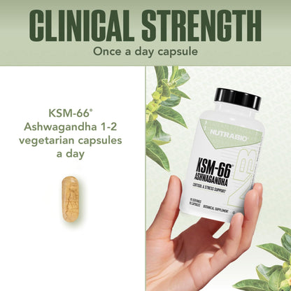 NutraBio Ashwagandha KSM-66 | Ashwagandha Herbal Supplement for Stress, Mood, & Performance | 600 MG of Clinically Studied KSM66 60 Capsules - PrimeBioHealth - canada supplements