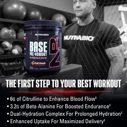 NutraBio Base Pre-Workout Powder 200mg Caffeine, Sustained Energy, Focus, Endurance, Pump, Sugar Free, Clean Preworkout for Men and Women - Beta Alanine, L-Tyrosine, 30 Servings - Lemon Lime - PrimeBioHealth - canada supplements