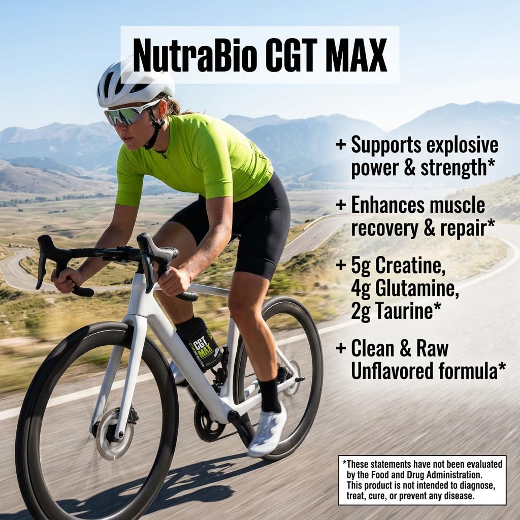 NutraBio CGT-MAX Powder- Creatine, Glutamine and Taurine to Support Muscle Recovery and Strength - 40 Servings - Unflavored - PrimeBioHealth - canada supplements