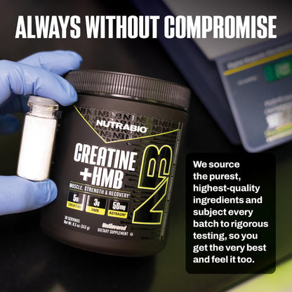 NutraBio Creatine + HMB- Creatine Monohydrate with HMB Powder for Muscle Growth, Increased Strength- 30 Servings (Unflavored) - PrimeBioHealth - canada supplements