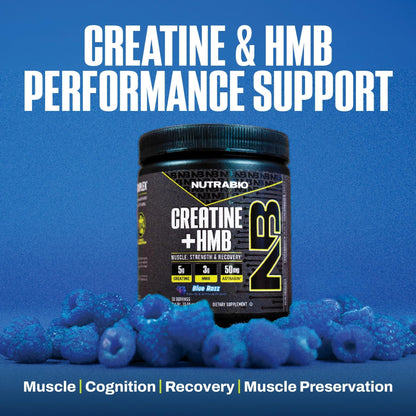 NutraBio Creatine + HMB- Creatine Monohydrate with HMB Powder for Muscle Growth, Increased Strength- 30 Servings (Unflavored) - PrimeBioHealth - canada supplements
