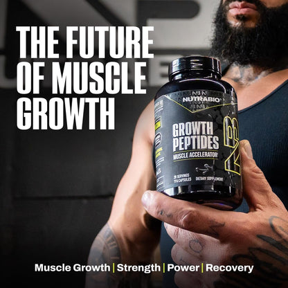 NutraBio Growth Peptides |Muscle Accelerator with DiLeucine & PeptiStrong | Peptides for Muscle Growth Men & Women- 28 Servings- 196 Capsules - PrimeBioHealth - canada supplements
