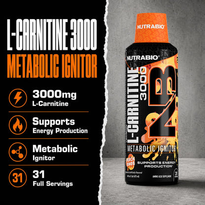 NutraBio – L-Carnitine Liquid Shots – 3000mg, (Green Apple) – 10mg of Vitamin B-5 – Zero Carbs & Sugars – Energy Production – Muscle Recovery - PrimeBioHealth - canada supplements