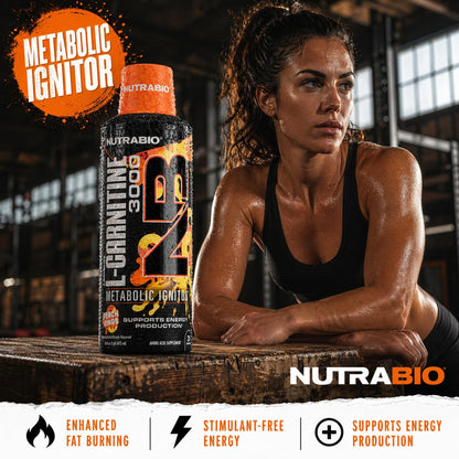 NutraBio – L-Carnitine Liquid Shots – 3000mg, (Green Apple) – 10mg of Vitamin B-5 – Zero Carbs & Sugars – Energy Production – Muscle Recovery - PrimeBioHealth - canada supplements