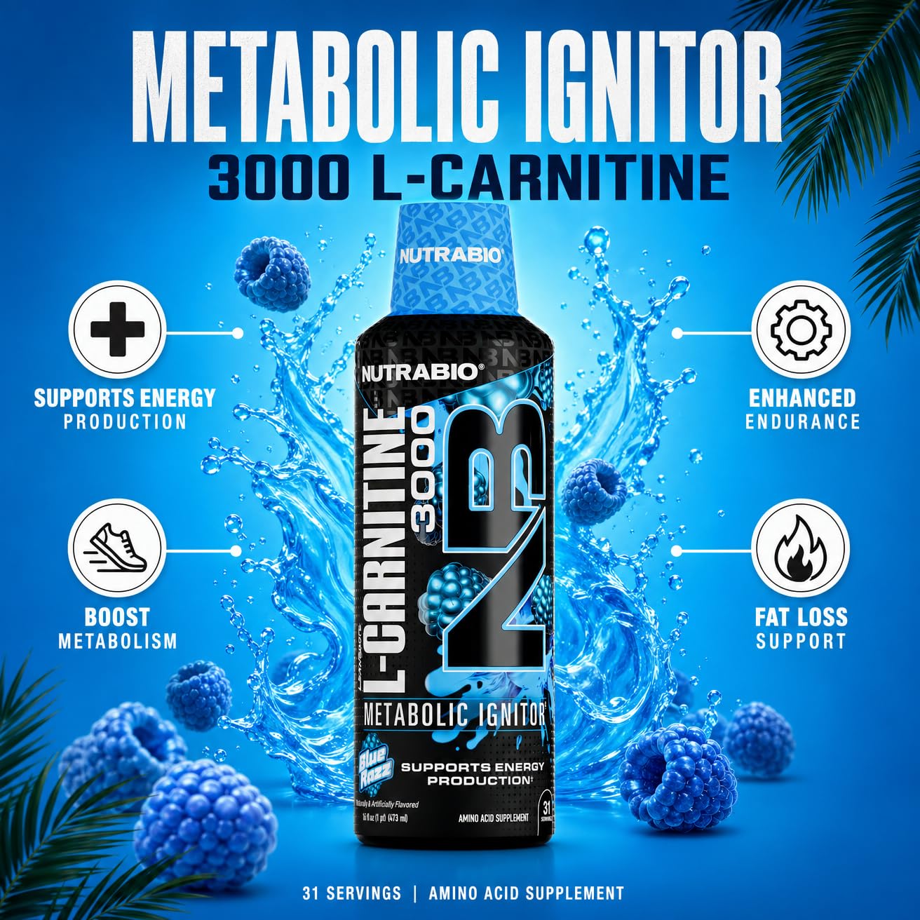NutraBio – L-Carnitine Liquid Shots – 3000mg, (Green Apple) – 10mg of Vitamin B-5 – Zero Carbs & Sugars – Energy Production – Muscle Recovery - PrimeBioHealth - canada supplements