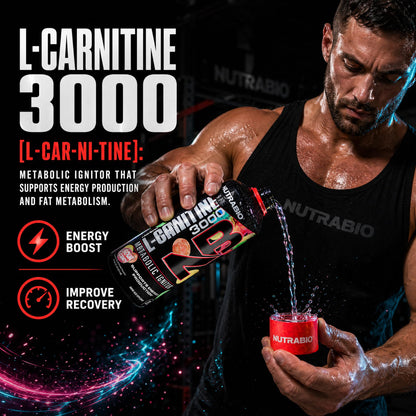 NutraBio – L-Carnitine Liquid Shots – 3000mg, (Green Apple) – 10mg of Vitamin B-5 – Zero Carbs & Sugars – Energy Production – Muscle Recovery - PrimeBioHealth - canada supplements