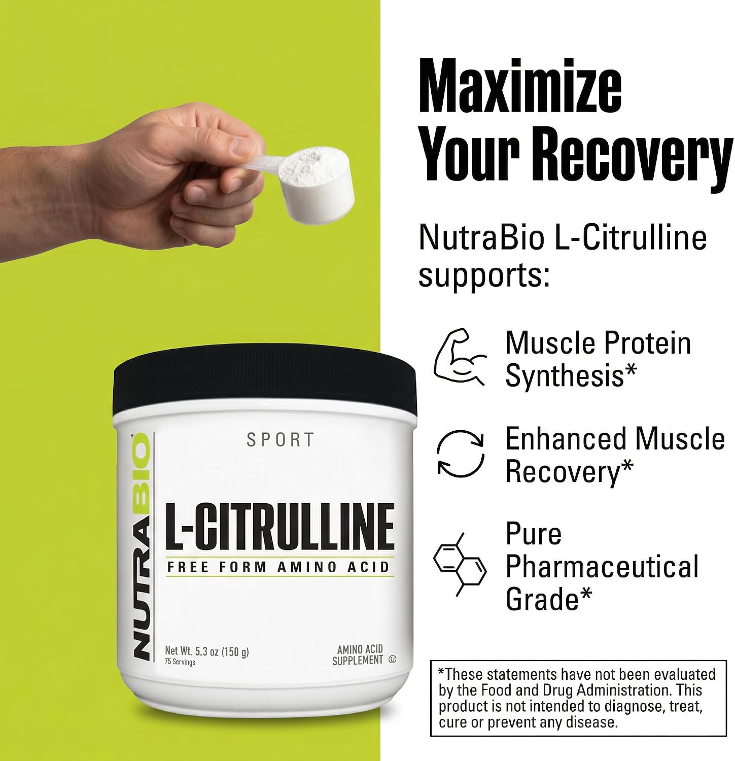 NutraBio L-Citrulline, Free Form Amino Acid, 5.3 oz (150 g) - PrimeBioHealth - canada supplements