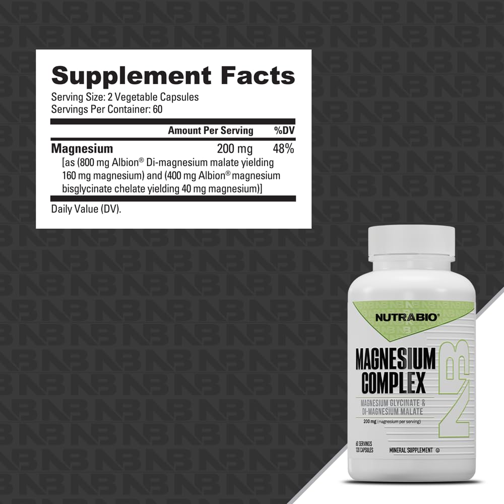 NutraBio Magnesium Complex Supplement, Magnesium Glycinate for Sleep, Biglycinate, D-Magnesium Malate, Muscle & Nerve Support, for Men and Women, 120 Vegetable Capsules - PrimeBioHealth - canada supplements