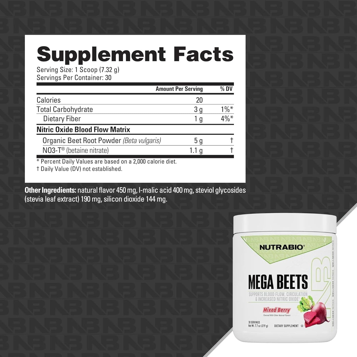 NutraBio Mega Beets Organic Beet Root Powder Nitric Oxide Superfood, NO3-T Nitrates and Antioxidants - Supports Performance, Circulation, Blood Flow, Overall Health - 30 Servings - PrimeBioHealth - canada supplements