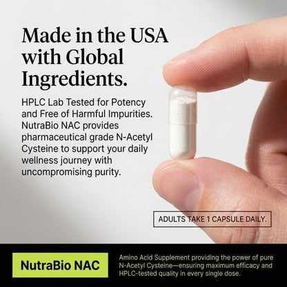 NutraBio N-Acetyl Cysteine Supplement (NAC) - 90 Capsules, 600mg Each - Powerful Anti-Oxidant - Immune Support - Boost Glutathione - PrimeBioHealth - canada supplements