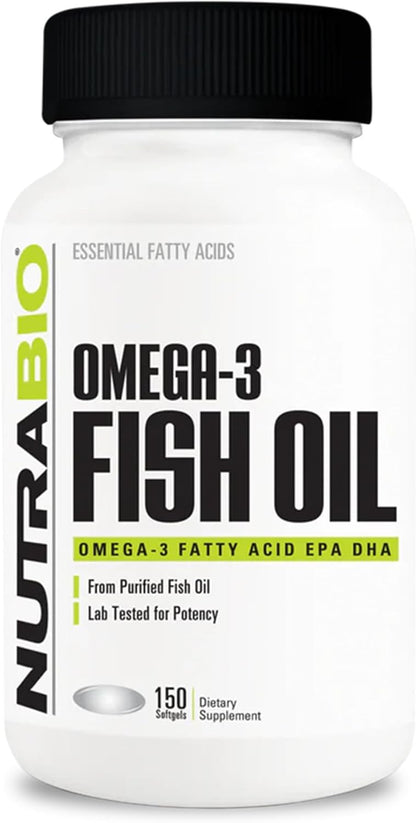 NutraBio Omega 3 Fish Oil Supplements, 2,000mg, 150 Softgels - EPA DHA Omega 3 Fatty Acid Supplement to Help Support a Healthy Heart - PrimeBioHealth - canada supplements