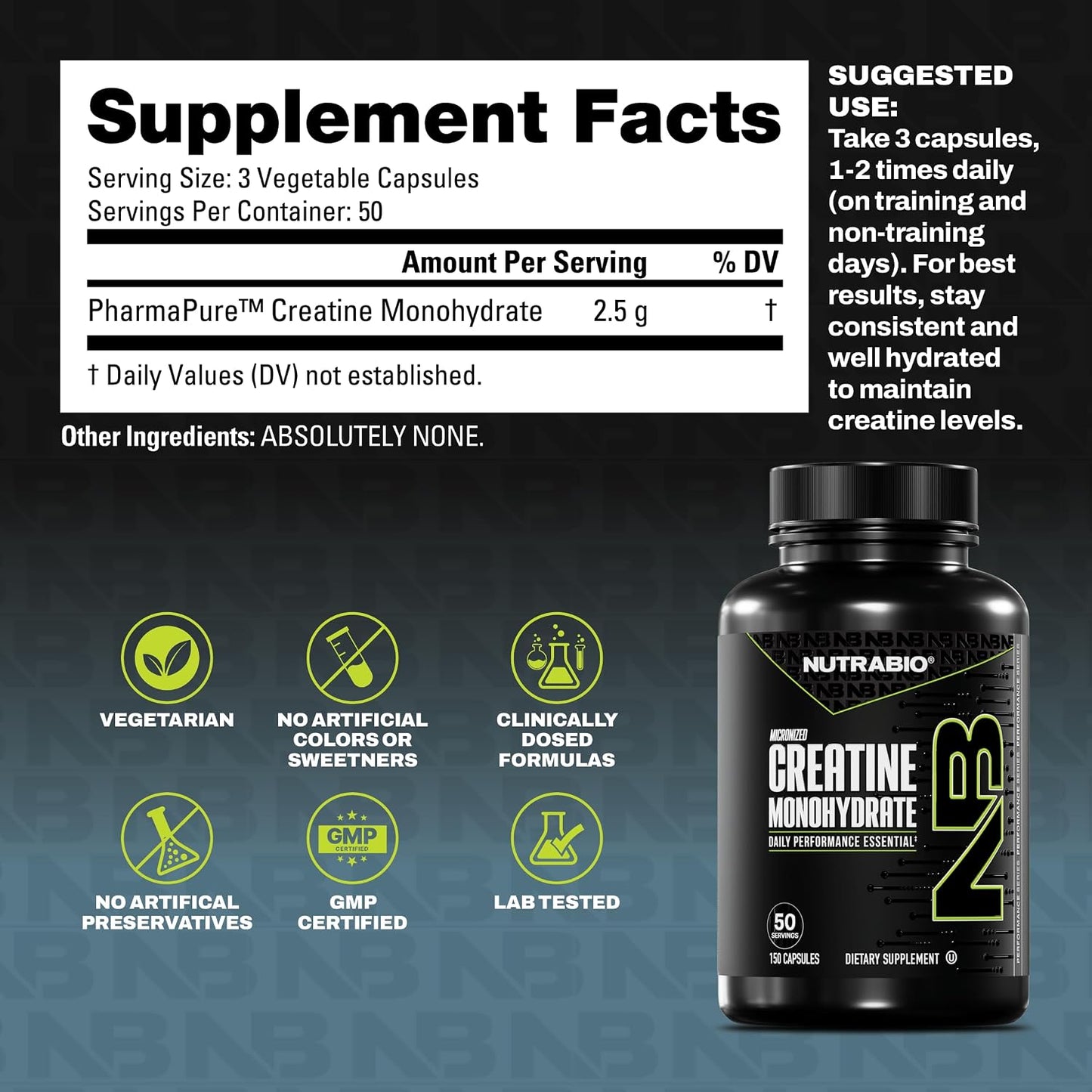 NutraBio Pure Micronized Creatine Monohydrate Capsules, Creatine Pills, Supports Bulk Muscle Energy, Recovery, and Strength - Keto Friendly, Kosher, Creatine Nutritional Supplement for Men and Women - PrimeBioHealth - canada supplements