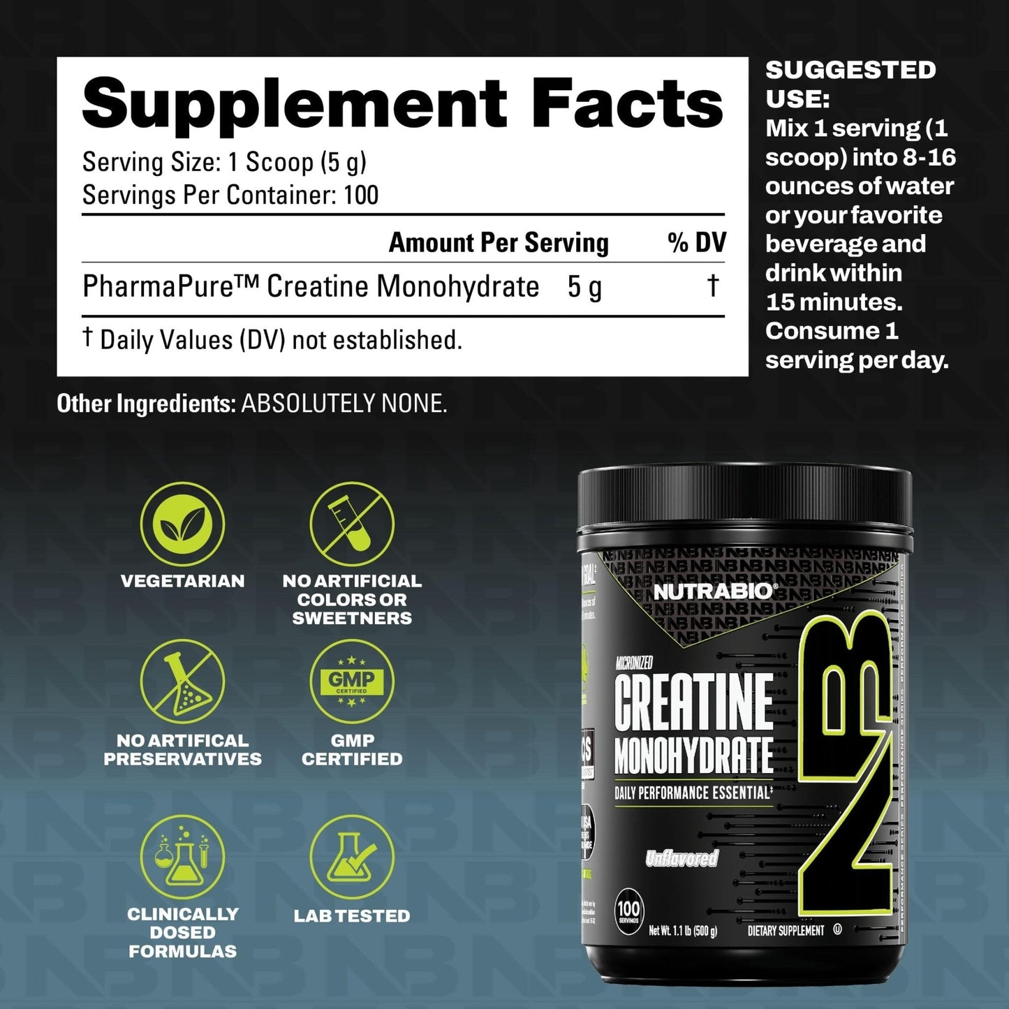 NutraBio Pure Micronized Creatine Monohydrate Powder Supplement, Unflavored, (300 g) - Supports Bulk Muscle Energy, Recovery, and Strength - HPLC Tested Creatine Powder Supplement for Men and Women - PrimeBioHealth - canada supplements