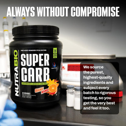 NutraBio Super Carb, Carbohydrate Powder with Cluster Dextrin & Electrolytes, Advanced Carb Supplement Powder for Workout Fuel, Performance, and Muscle Recovery, Cyclic Dextrin, Unflavored, 30 Sv - PrimeBioHealth - canada supplements