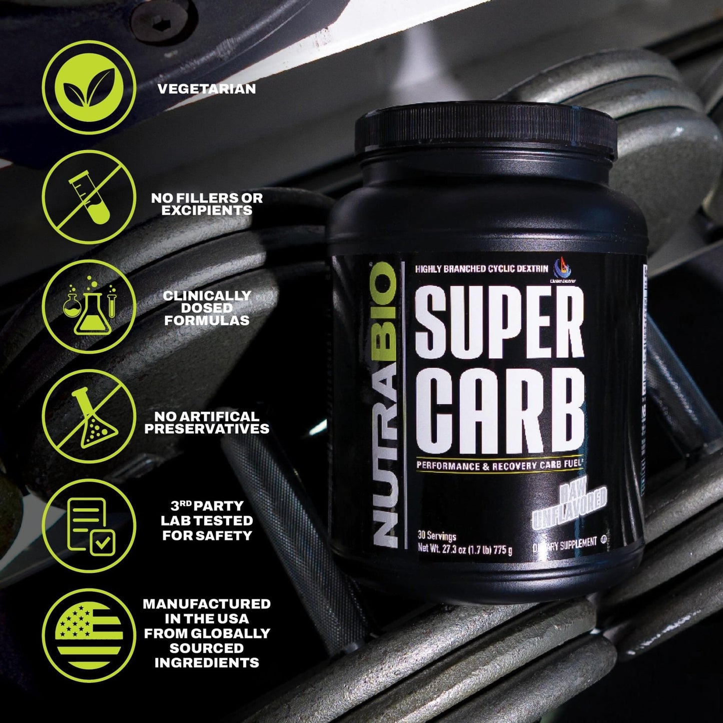 NutraBio Super Carb, Carbohydrate Powder with Cluster Dextrin & Electrolytes, Advanced Carb Supplement Powder for Workout Fuel, Performance, and Muscle Recovery, Cyclic Dextrin, Unflavored, 30 Sv - PrimeBioHealth - canada supplements