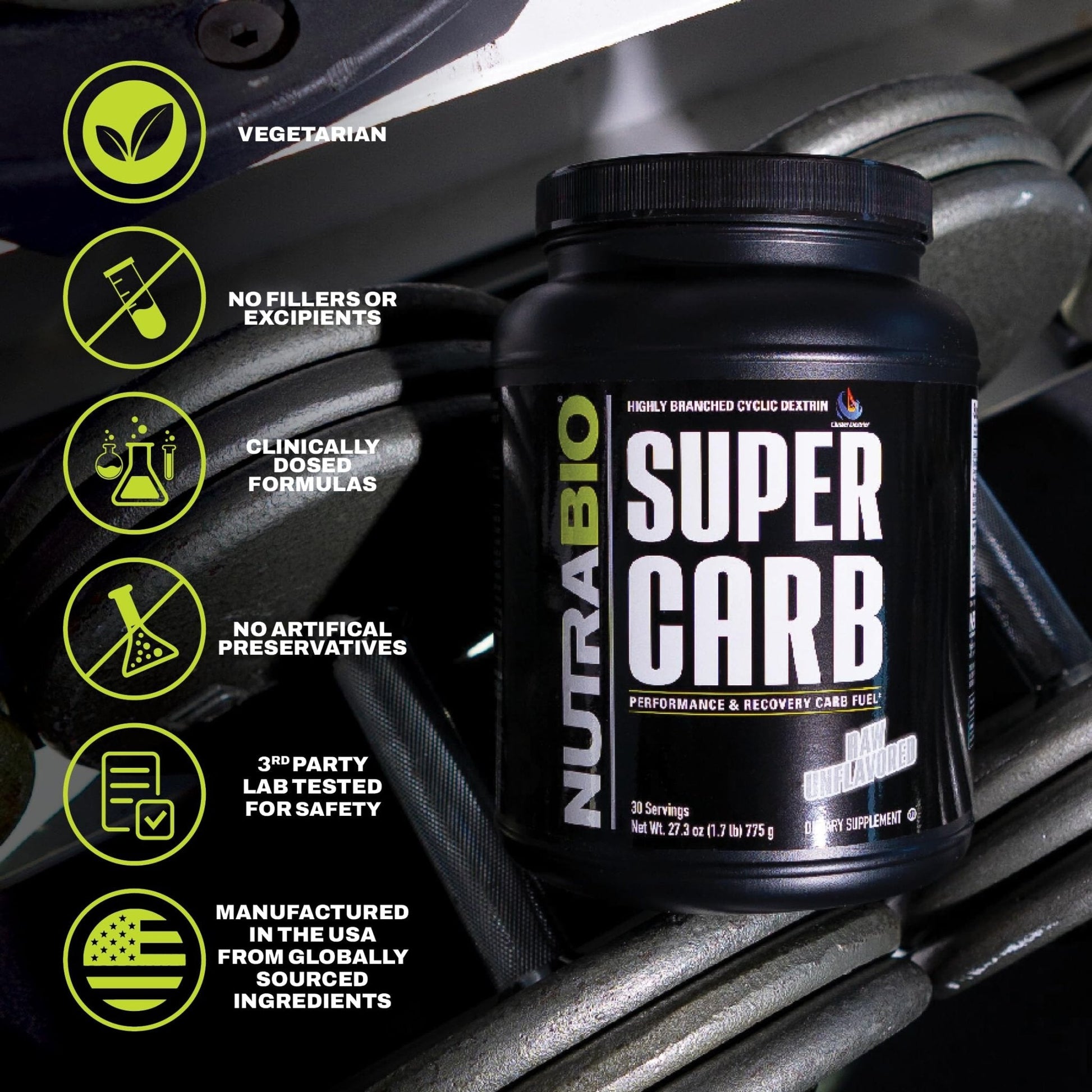 NutraBio Super Carb, Carbohydrate Powder with Cluster Dextrin & Electrolytes, Advanced Carb Supplement Powder for Workout Fuel, Performance, and Muscle Recovery, Cyclic Dextrin, Unflavored, 30 Sv - PrimeBioHealth - canada supplements