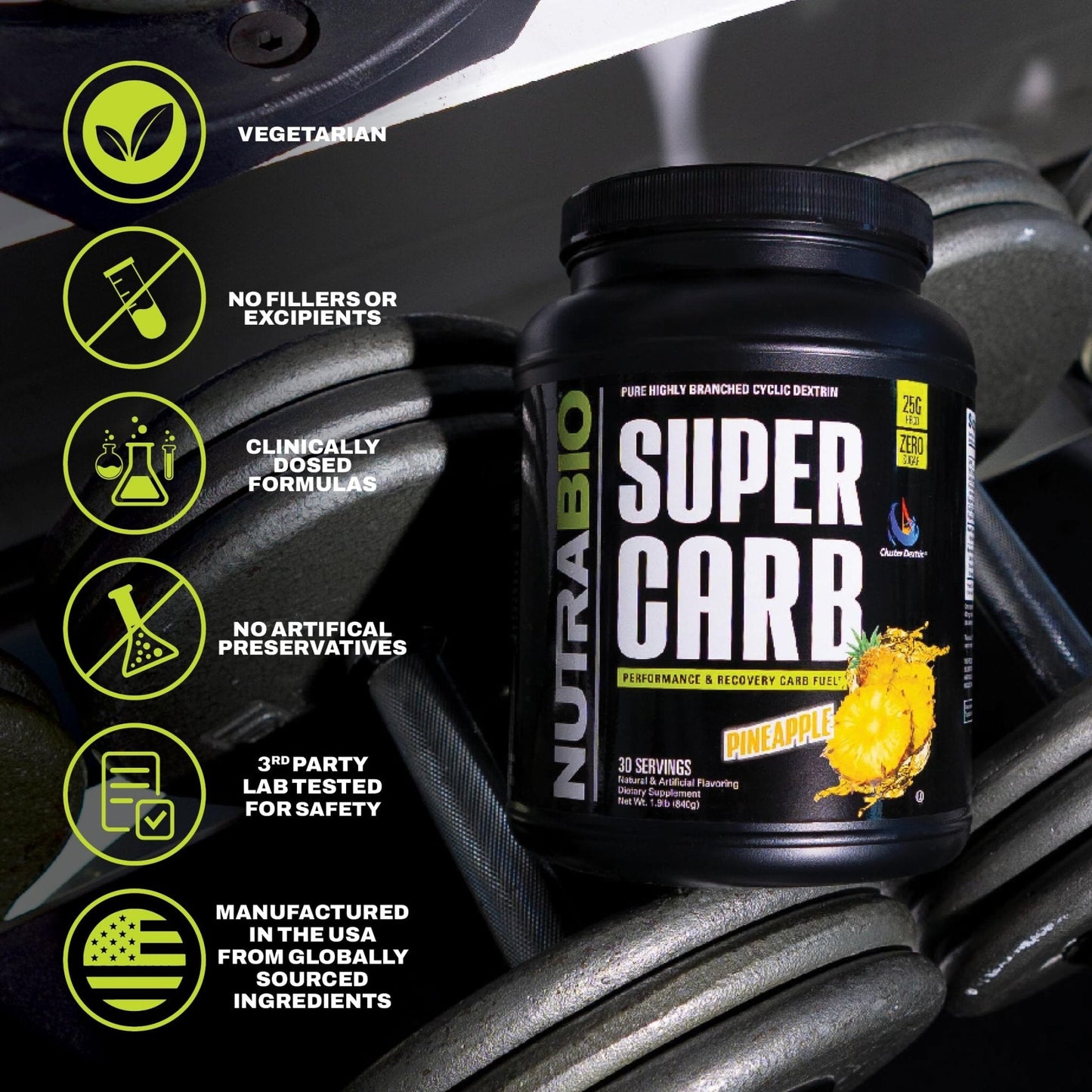 NutraBio Super Carb, Carbohydrate Powder with Cluster Dextrin & Electrolytes, Advanced Carb Supplement Powder for Workout Fuel, Performance, and Muscle Recovery, Cyclic Dextrin, Unflavored, 30 Sv - PrimeBioHealth - canada supplements