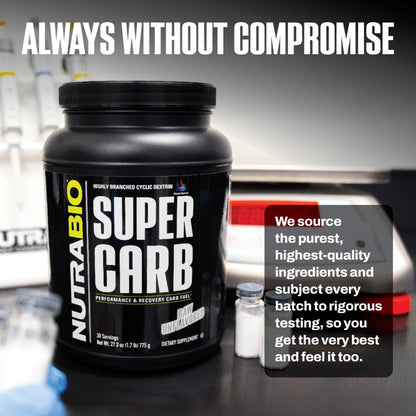 NutraBio Super Carb, Carbohydrate Powder with Cluster Dextrin & Electrolytes, Advanced Carb Supplement Powder for Workout Fuel, Performance, and Muscle Recovery, Cyclic Dextrin, Unflavored, 30 Sv - PrimeBioHealth - canada supplements
