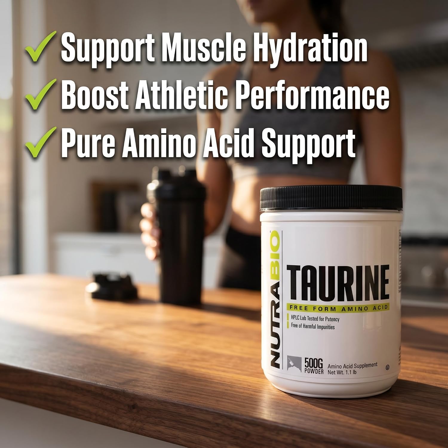 NutraBio Taurine Powder 500g | Pure Free-Form L-Taurine Amino Acid Supplement | Supports Cellular Health, Energy, and Wellness | Non-GMO, USP Grade - PrimeBioHealth - canada supplements