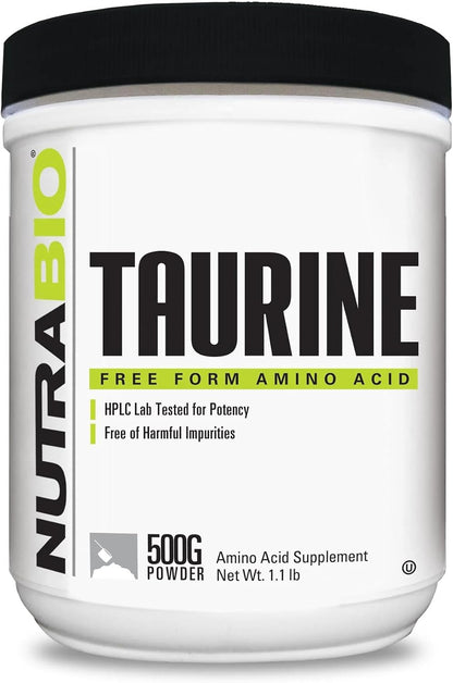 NutraBio Taurine Powder 500g | Pure Free-Form L-Taurine Amino Acid Supplement | Supports Cellular Health, Energy, and Wellness | Non-GMO, USP Grade - PrimeBioHealth - canada supplements