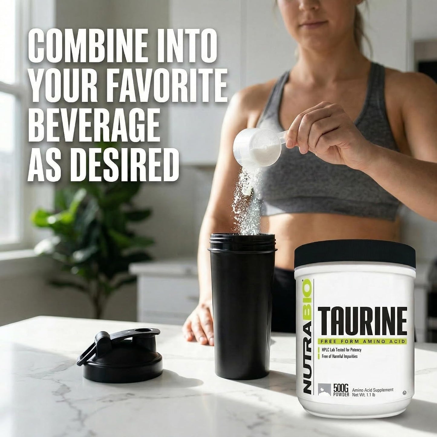 NutraBio Taurine Powder 500g | Pure Free-Form L-Taurine Amino Acid Supplement | Supports Cellular Health, Energy, and Wellness | Non-GMO, USP Grade - PrimeBioHealth - canada supplements