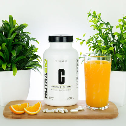NutraBio Vitamin C with Rose Hips - Supports Healthy Bones, Teeth and Gums, Immune Function - No Fillers or Excipients - (120 Capsules, 1000mg of Vitamin C per Capsule) - PrimeBioHealth - canada supplements