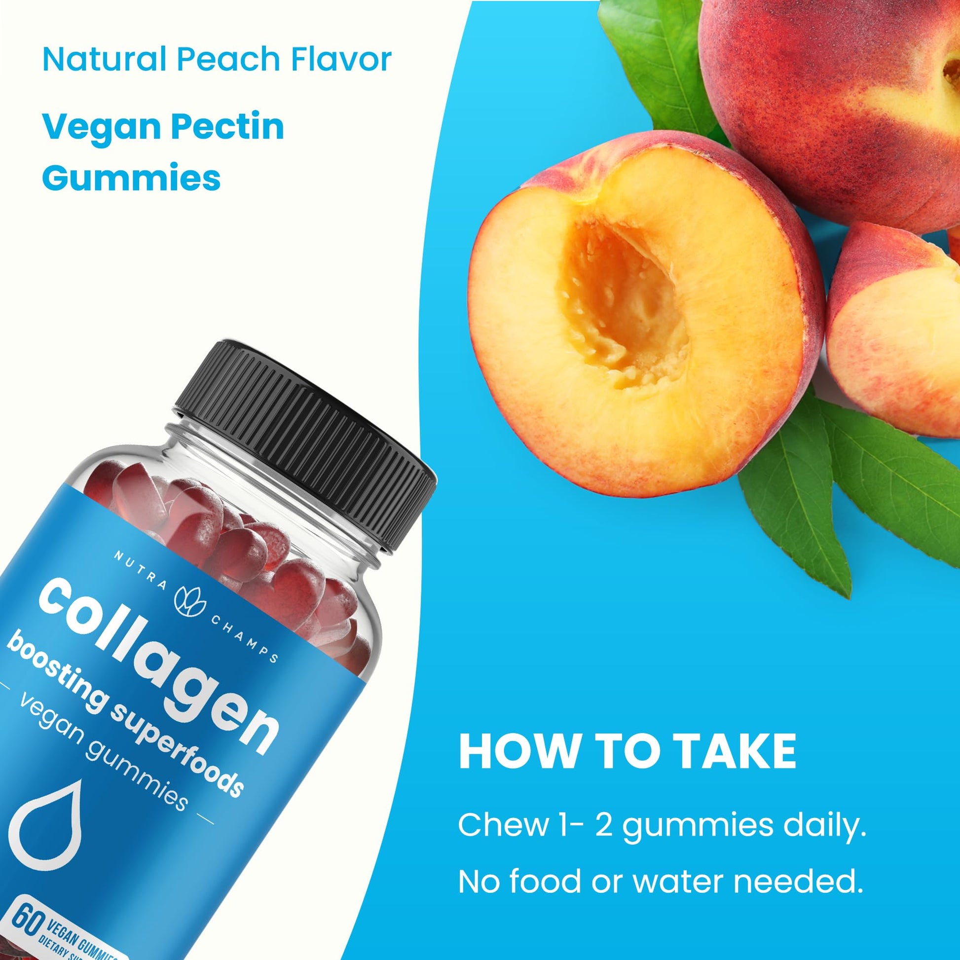 NutraChamps Collagen Boosting Gummies, Collagen Booster Gummy for Natural Collagen Production, Vegan Pectin Supplements Chews for Women & Men, - PrimeBioHealth - canada supplements