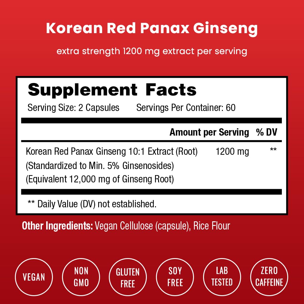 NutraChamps Korean Red Panax Ginseng Capsules | Extra Strength Ginsenosides for Energy, Focus, Performance, Vitality & Immune Support - PrimeBioHealth - canada supplements