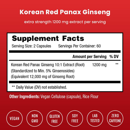 NutraChamps Korean Red Panax Ginseng Capsules | Extra Strength Ginsenosides for Energy, Focus, Performance, Vitality & Immune Support - PrimeBioHealth - canada supplements