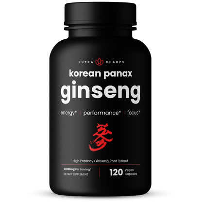 NutraChamps Korean Red Panax Ginseng Capsules | Extra Strength Ginsenosides for Energy, Focus, Performance, Vitality & Immune Support - PrimeBioHealth - canada supplements