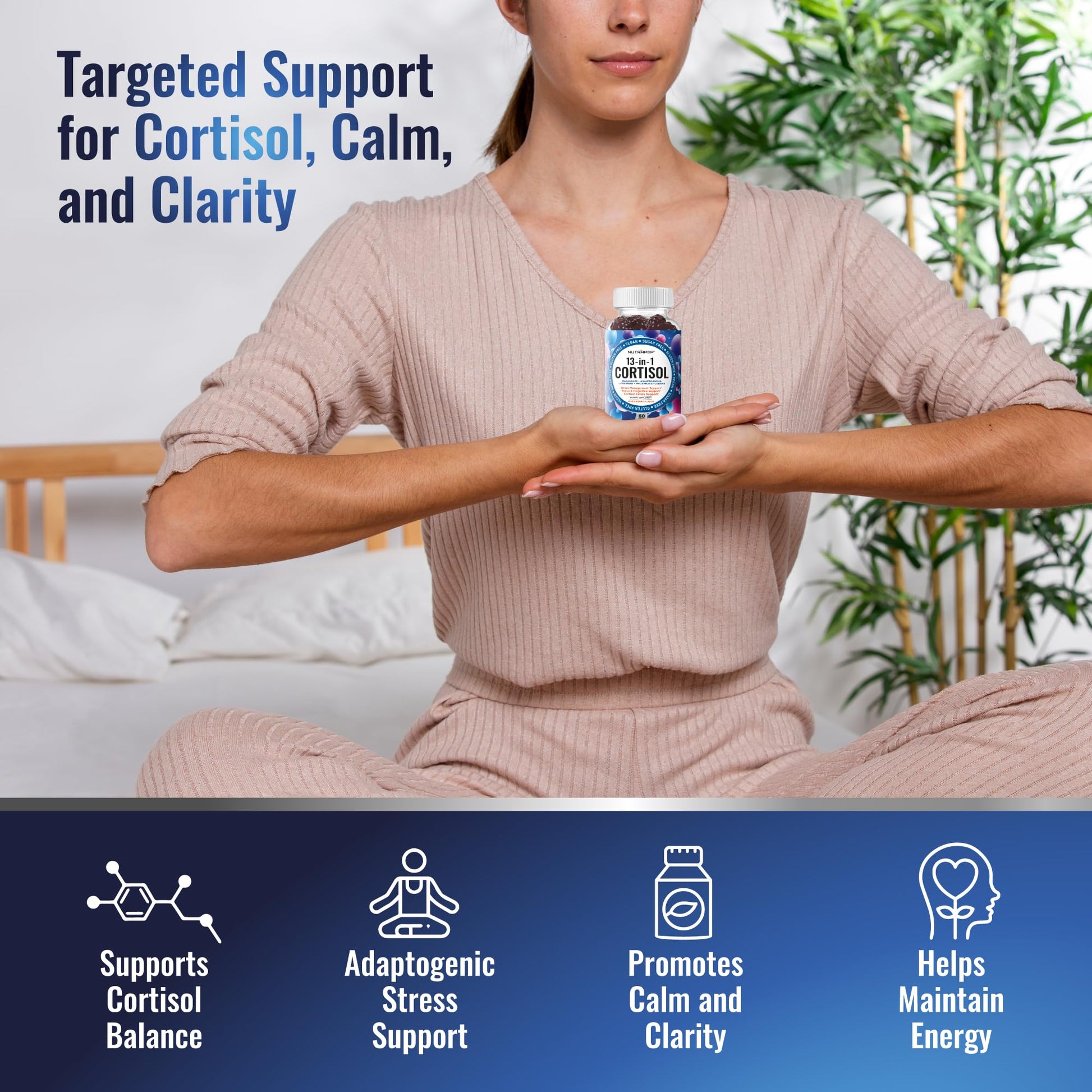 NutraPep Cortisol Gummies for Women Men - 13-in-1 High Cortisol Reducer with Ashwagandha Magnesium L-theanine Rhodiola Rosea - Daily Cortisol Detox Manager for Stress Focus Support - Vegan Sugar Free - PrimeBioHealth - canada supplements