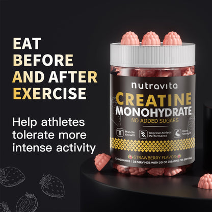 Nutravita NSF Certified Creatine Gummy - Creatine Monohydrate Gummies for Men & Women-5g of Creatine Monohydrate per Serving - Sugar Free, - PrimeBioHealth - canada supplements