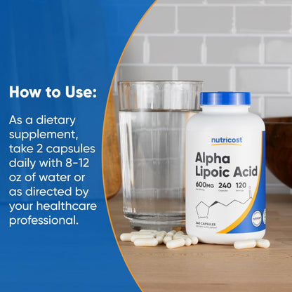 Nutricost Alpha Lipoic Acid 600mg Per Serving, 240 Capsules - Gluten Free, Vegetarian Capsules, Soy Free & Non-GMO - PrimeBioHealth - canada supplements