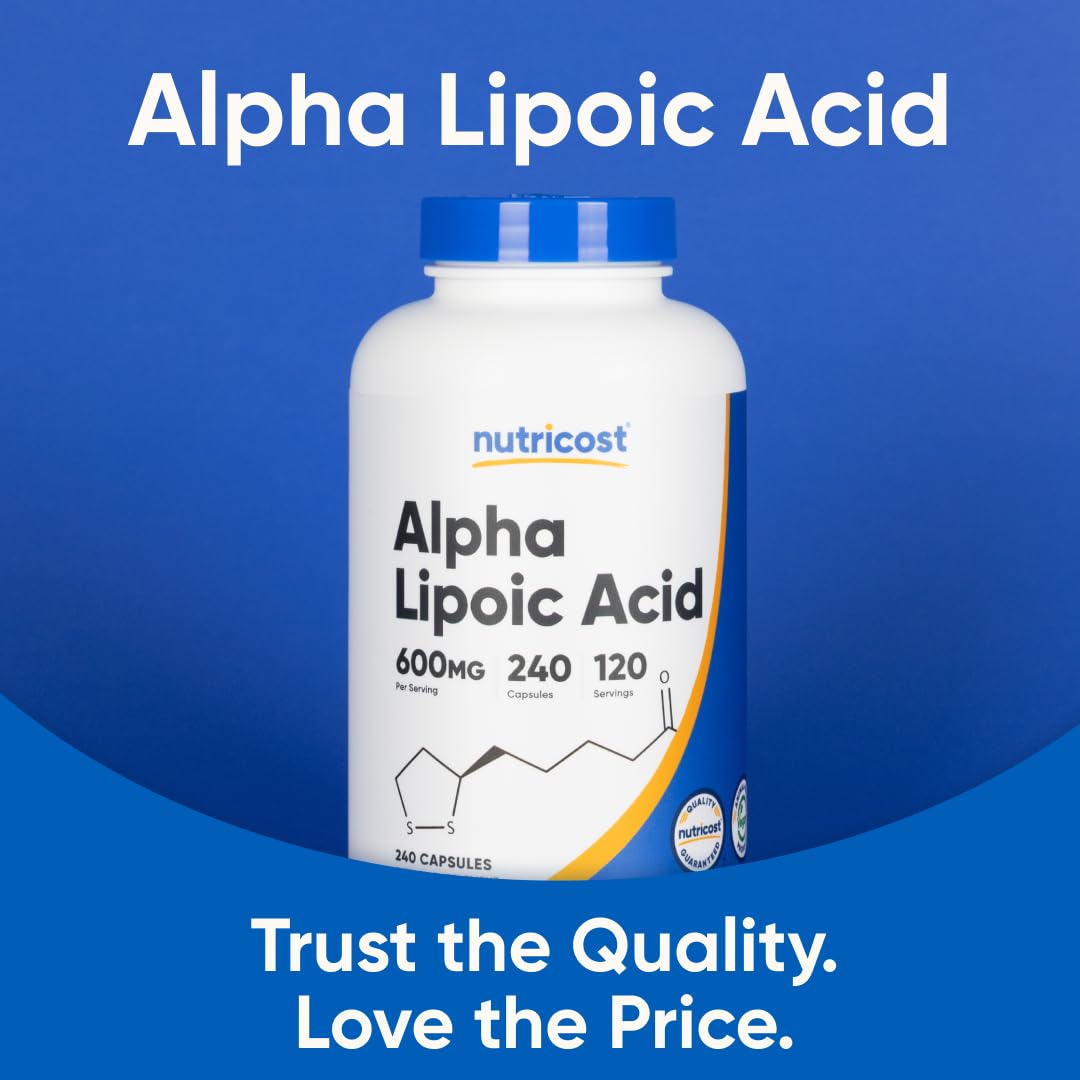 Nutricost Alpha Lipoic Acid 600mg Per Serving, 240 Capsules - Gluten Free, Vegetarian Capsules, Soy Free & Non-GMO - PrimeBioHealth - canada supplements