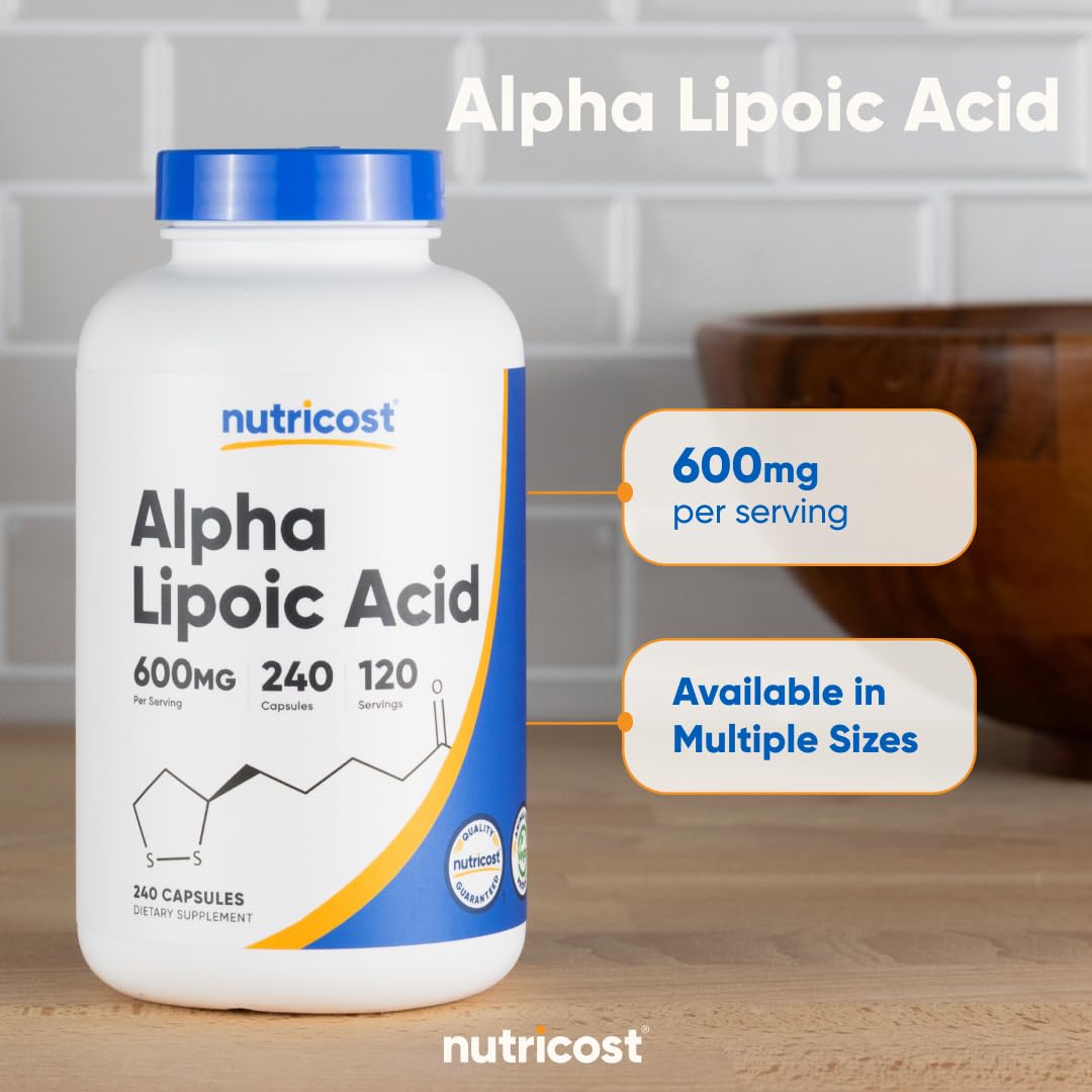 Nutricost Alpha Lipoic Acid 600mg Per Serving, 240 Capsules - Gluten Free, Vegetarian Capsules, Soy Free & Non-GMO - PrimeBioHealth - canada supplements