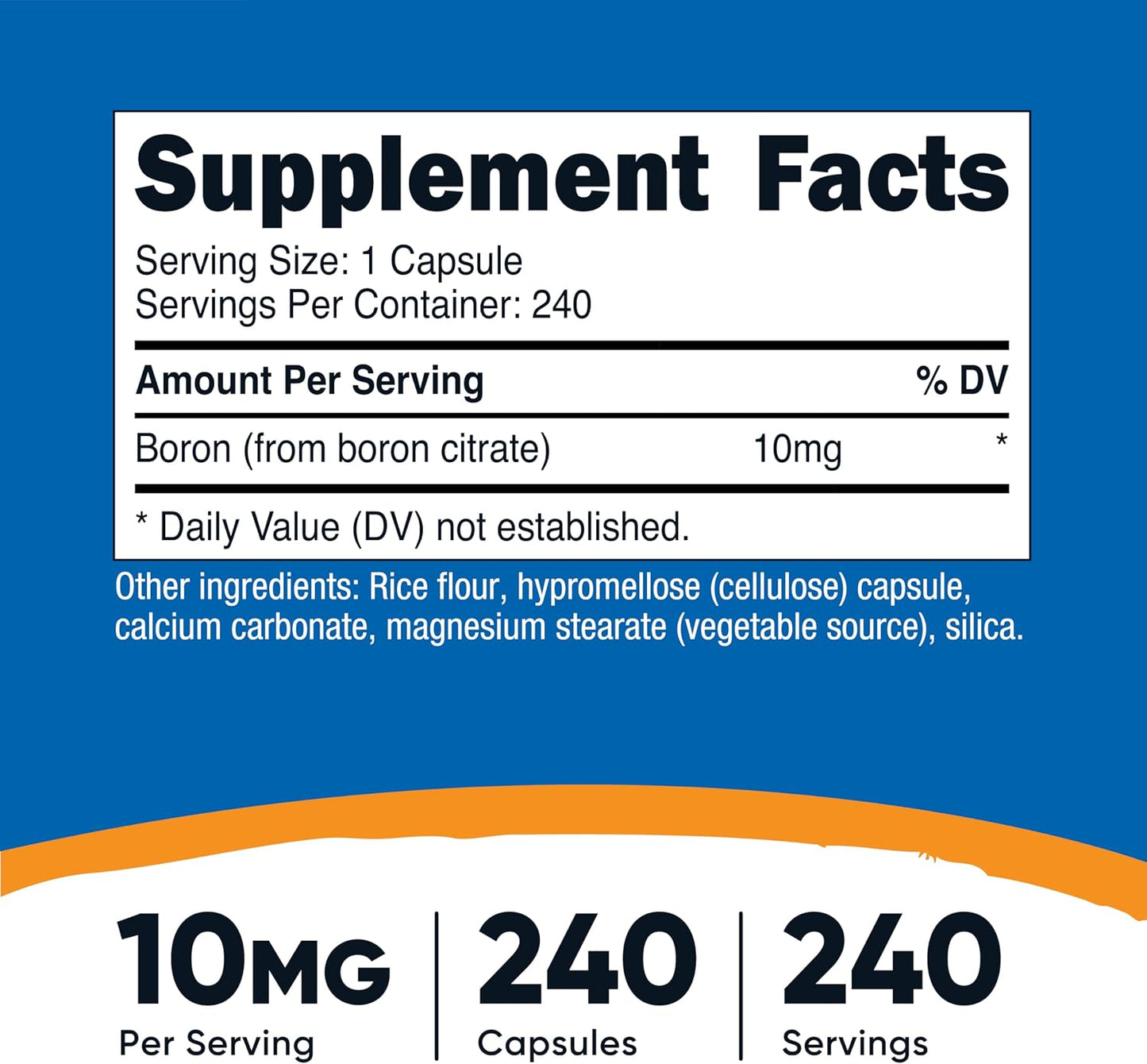 Nutricost Boron Capsules 10mg, 240 Vegetarian Capsules, Gluten Free | GMO-Free - PrimeBioHealth - canada supplements