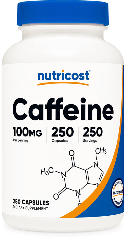 Nutricost Caffeine Pills 100mg Per Serving, 250 Capsules - PrimeBioHealth - canada supplements