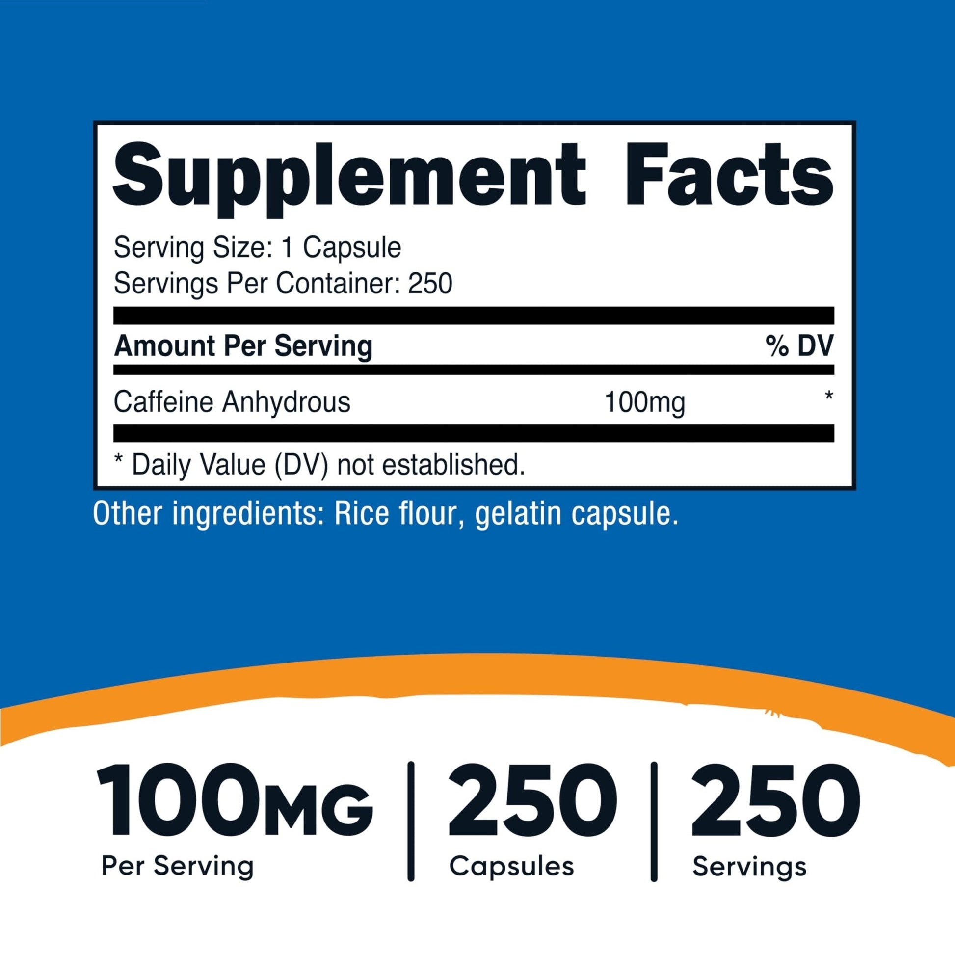 Nutricost Caffeine Pills 100mg Per Serving, 250 Capsules - PrimeBioHealth - canada supplements