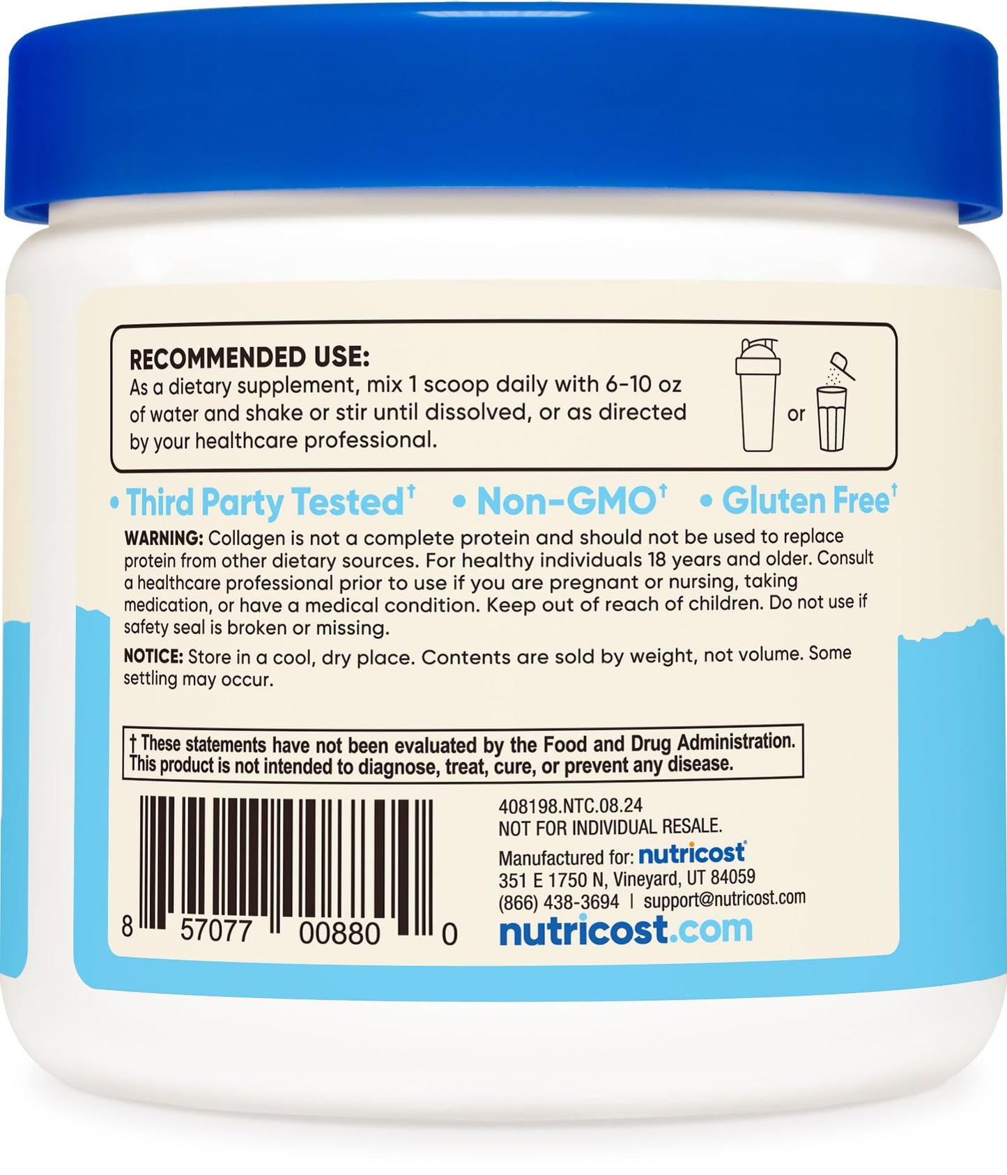 Nutricost Collagen Peptides Powder 4 oz (Unflavored) Type I, Type III Collagen - Grass-Fed, Gluten Free and Non-GMO - PrimeBioHealth - canada supplements