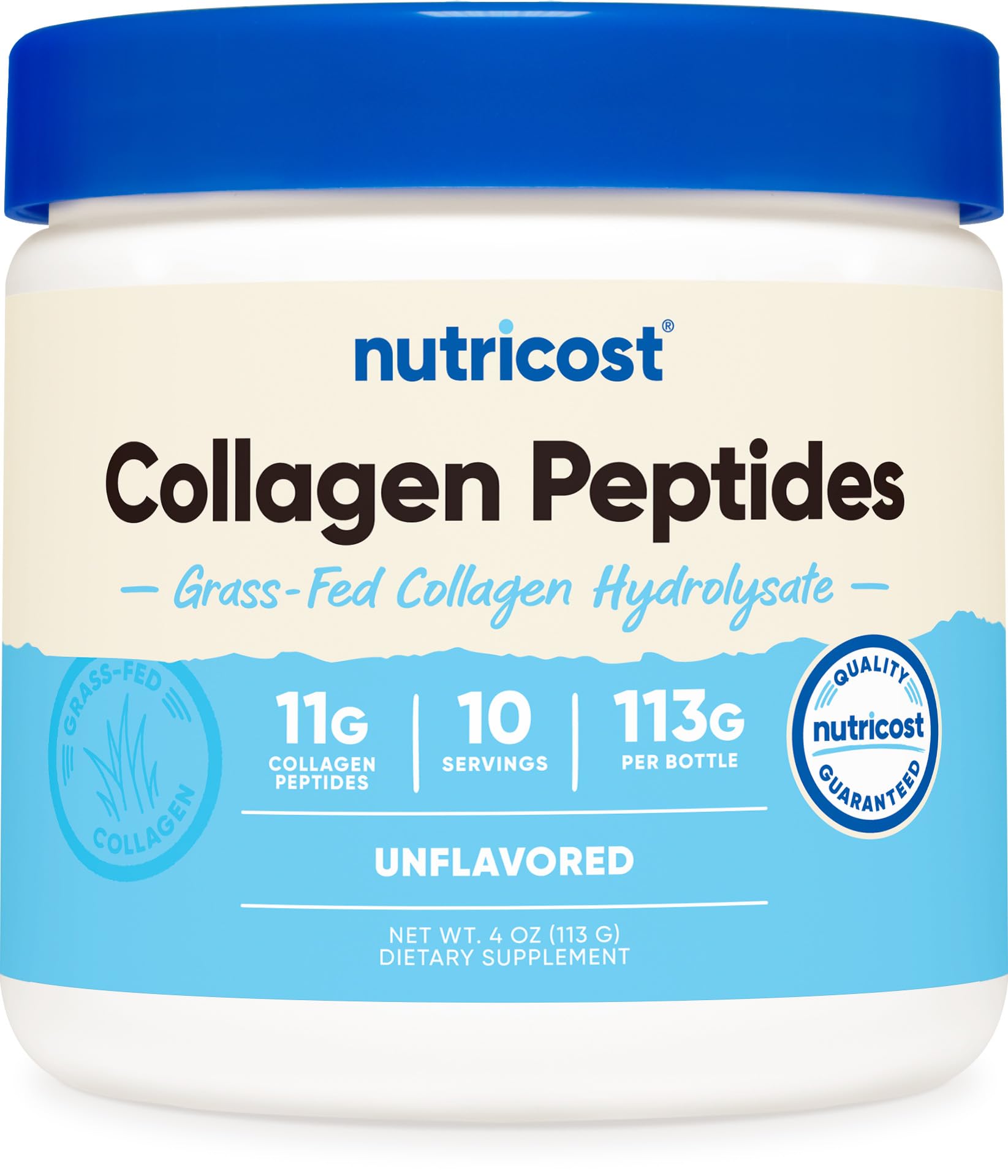 Nutricost Collagen Peptides Powder 4 oz (Unflavored) Type I, Type III Collagen - Grass-Fed, Gluten Free and Non-GMO - PrimeBioHealth - canada supplements