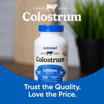 Nutricost Colostrum 1000mg, 120 Capsules - Gluten Free & GMO Free, 60 Servings - PrimeBioHealth - canada supplements