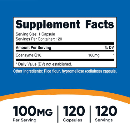 Nutricost CoQ10 100mg, 120 Vegetarian Capsules, 120 Servings - High Absorption, Vegetarian, Non-GMO, Coenzyme Q10 - PrimeBioHealth - canada supplements