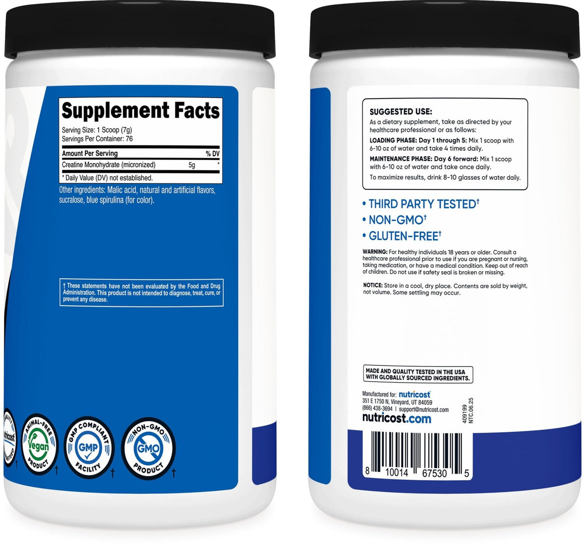 Nutricost Creatine Monohydrate Micronized Powder 500G, 5000mg Per Serv (5g) - 100 Servings, 17.9 Oz - PrimeBioHealth - canada supplements