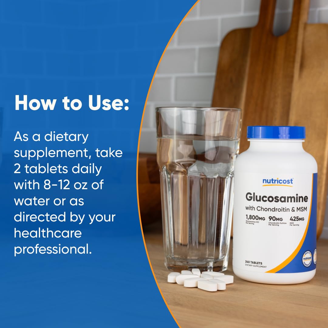 Nutricost Glucosamine 1800mg with Chondroitin & MSM, 240 Tablets, 120 Servings - PrimeBioHealth - canada supplements