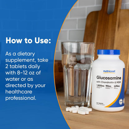 Nutricost Glucosamine 1800mg with Chondroitin & MSM, 240 Tablets, 120 Servings - PrimeBioHealth - canada supplements
