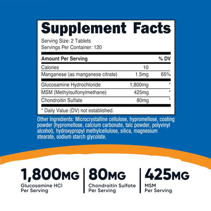 Nutricost Glucosamine 1800mg with Chondroitin & MSM, 240 Tablets, 120 Servings - PrimeBioHealth - canada supplements