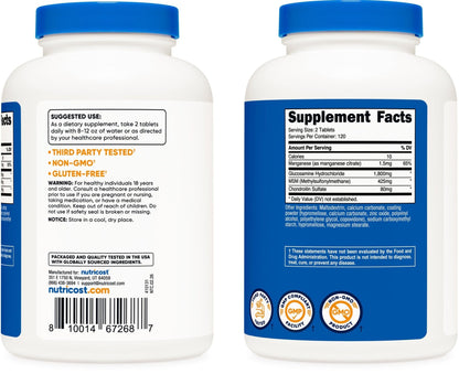 Nutricost Glucosamine 1800mg with Chondroitin & MSM, 240 Tablets, 120 Servings - PrimeBioHealth - canada supplements
