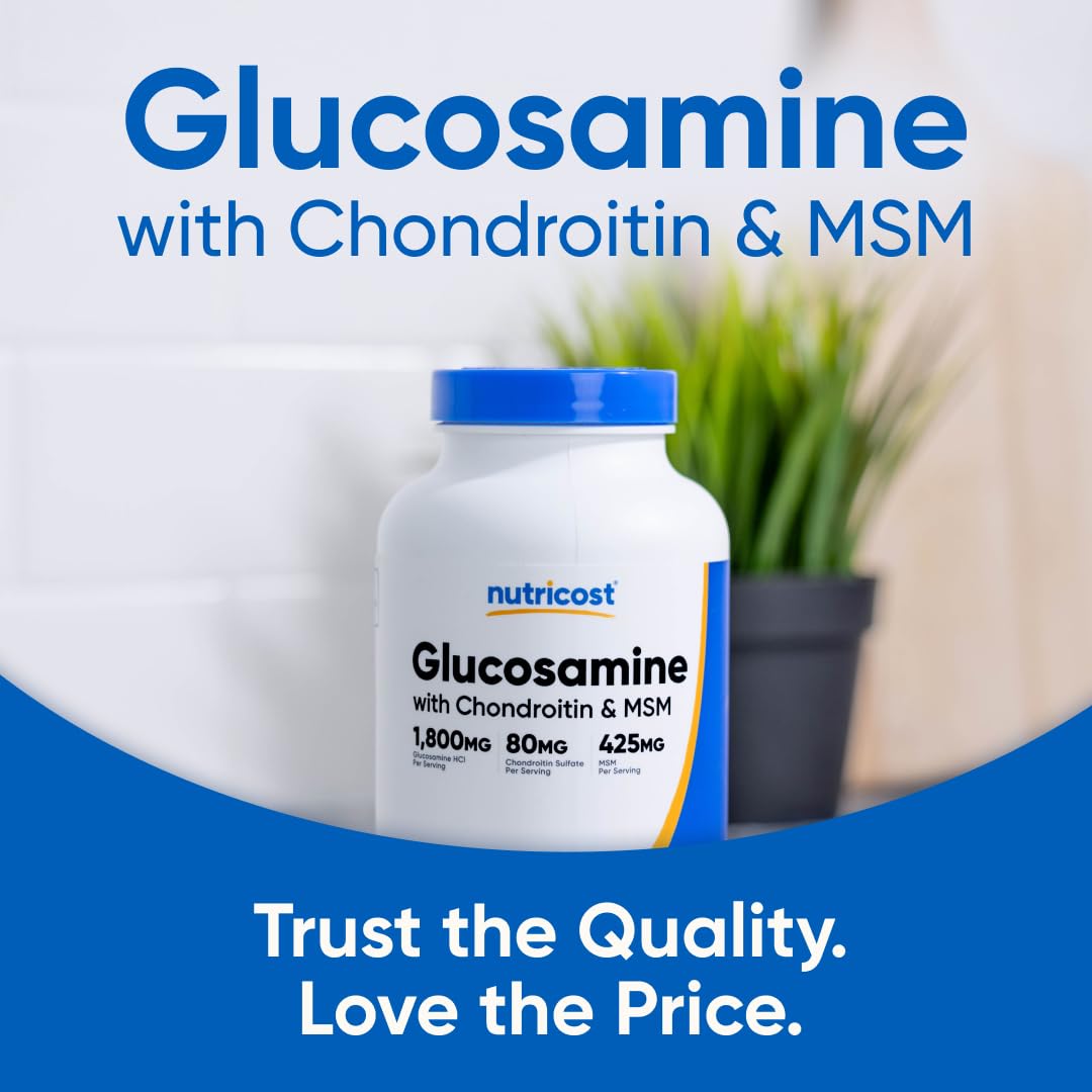 Nutricost Glucosamine 1800mg with Chondroitin & MSM, 240 Tablets, 120 Servings - PrimeBioHealth - canada supplements