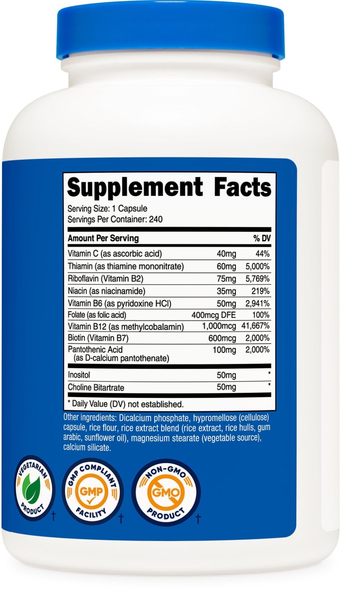 Nutricost High Potency Vitamin B Complex 462mg, 120 Capsules - with Vitamin C - Energy Complex - PrimeBioHealth - canada supplements